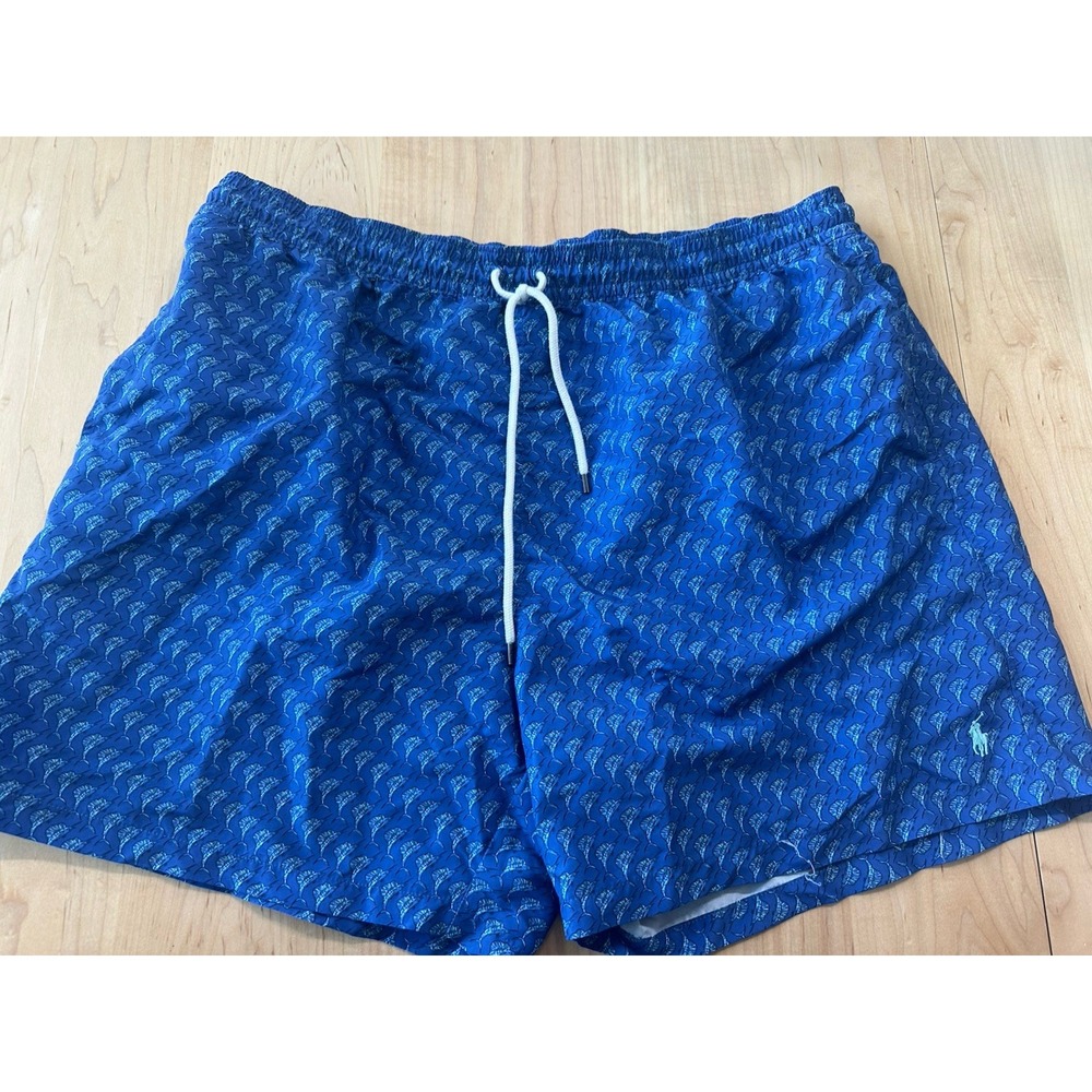 Polo Ralph Lauren Men's 3XB Blue Sail Fish Traveler Mid Swim Trunks Board Shorts